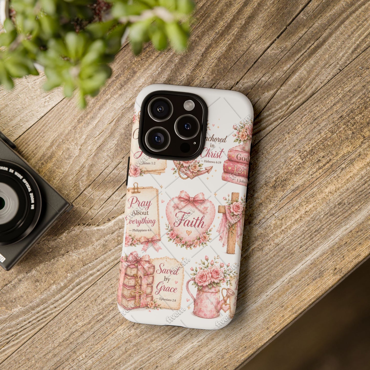 Faith Floral Phone Case – Christian Inspirational Scripture iPhone Cover (Choose Joy, Pray, Faith)
