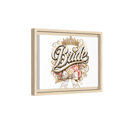 Framed Bride Canvas Wall Art — Elegant Bridal Crown & Floral Wedding Decor