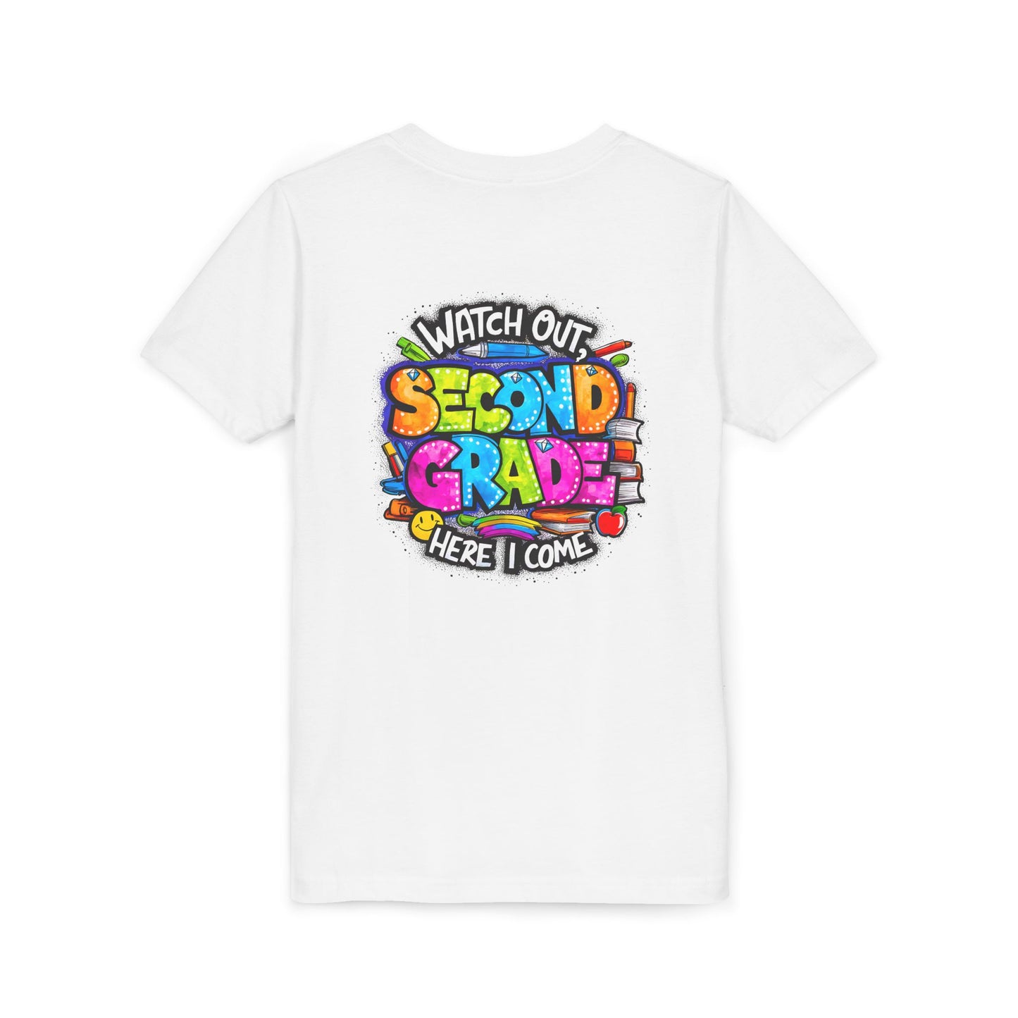 Second Grade Kids Tee - "Watch Out Second Grade Here I Come" Colorful Back-to-School Shirt