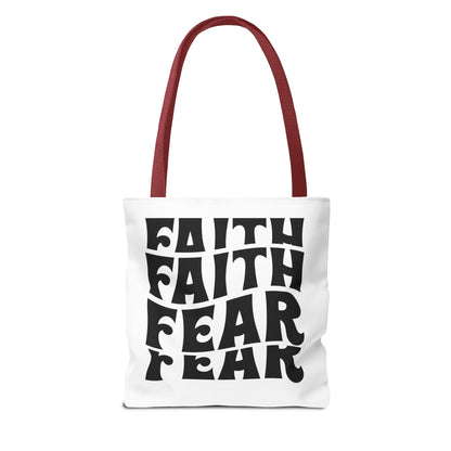 Faith Over Fear Tote Bag – Bold Retro Typography Canvas Tote