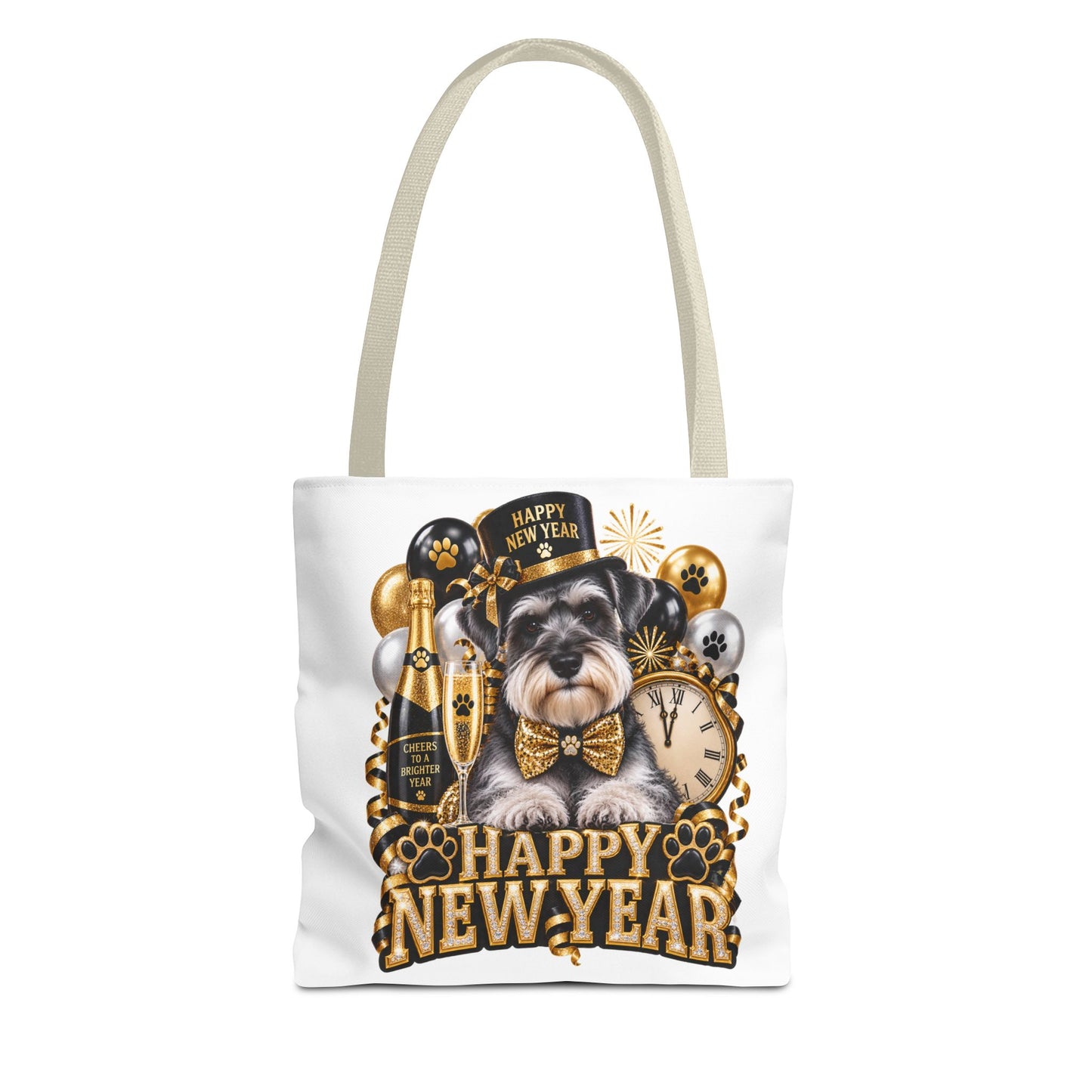 New Year Puppy Tote - Happy New Year Schnauzer Party Bag