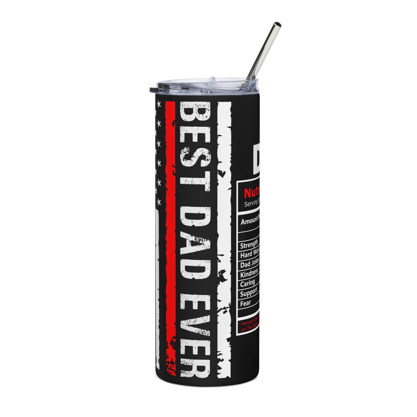 20oz Stainless Tumbler - "Best Dad Ever" Thin Red Line American Flag