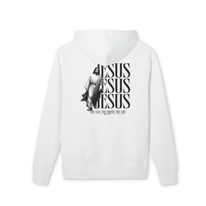 Jesus Repeated Graphic Hoodie — "The Way, The Truth, The Life" Religious Pullover