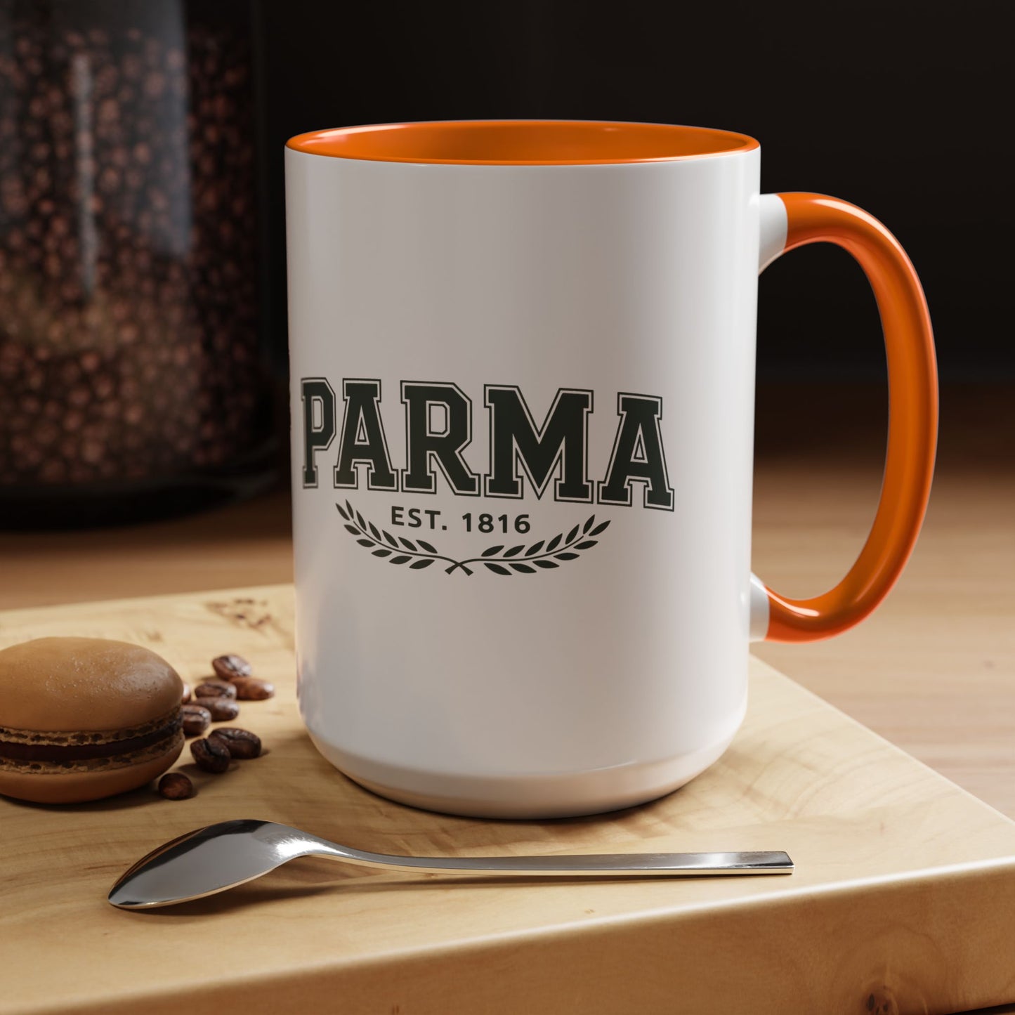 Parma Established 1816 Accent Coffee Mug — Vintage Collegiate Ceramic Coffee Cup