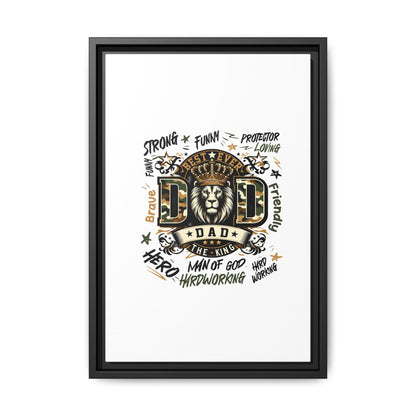 Framed Matte Canvas 'Best Ever DAD' Wall Art – Lion King Design, Father’s Day Gift
