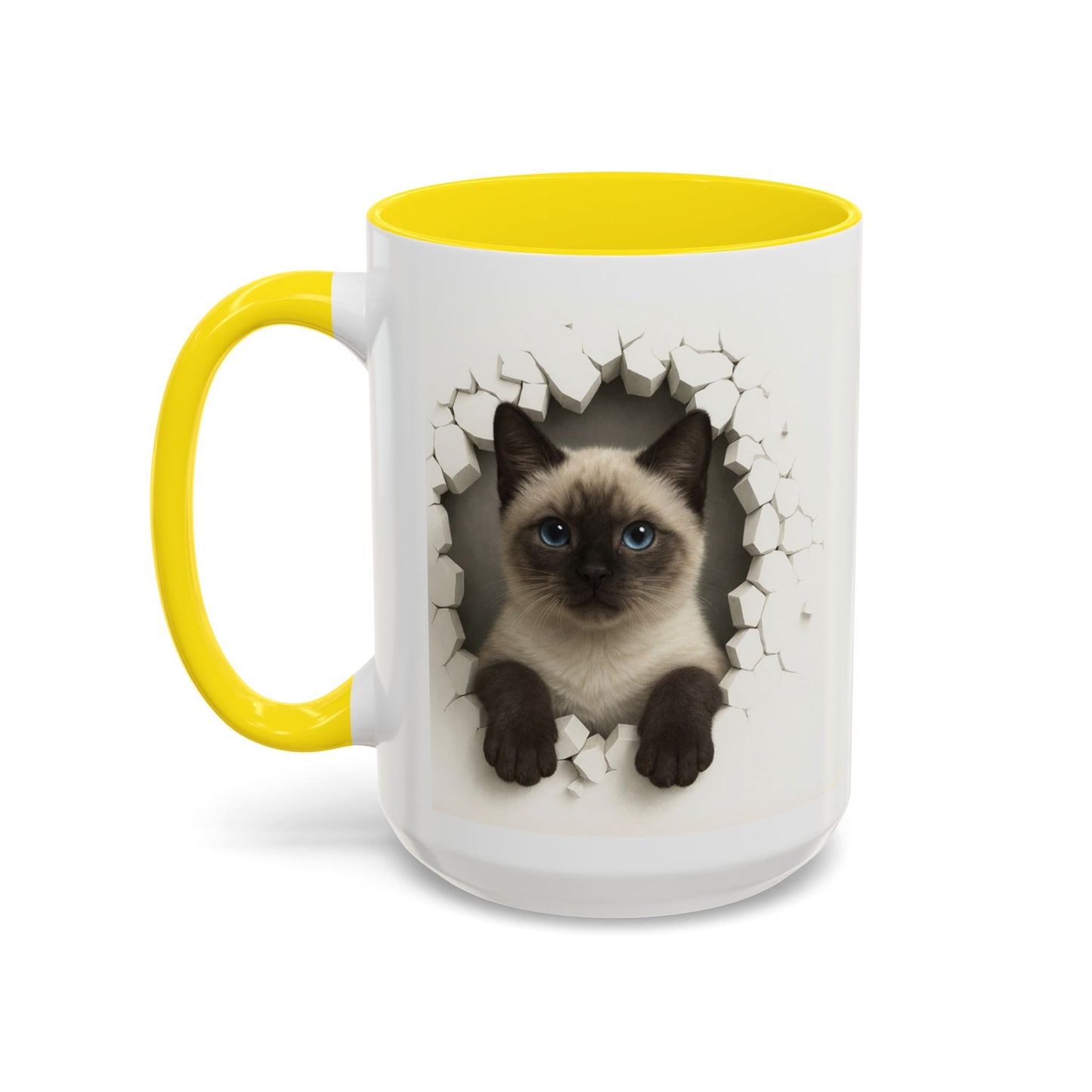 Siamese Cat Peeking Accent Coffee Mug (11/15oz)