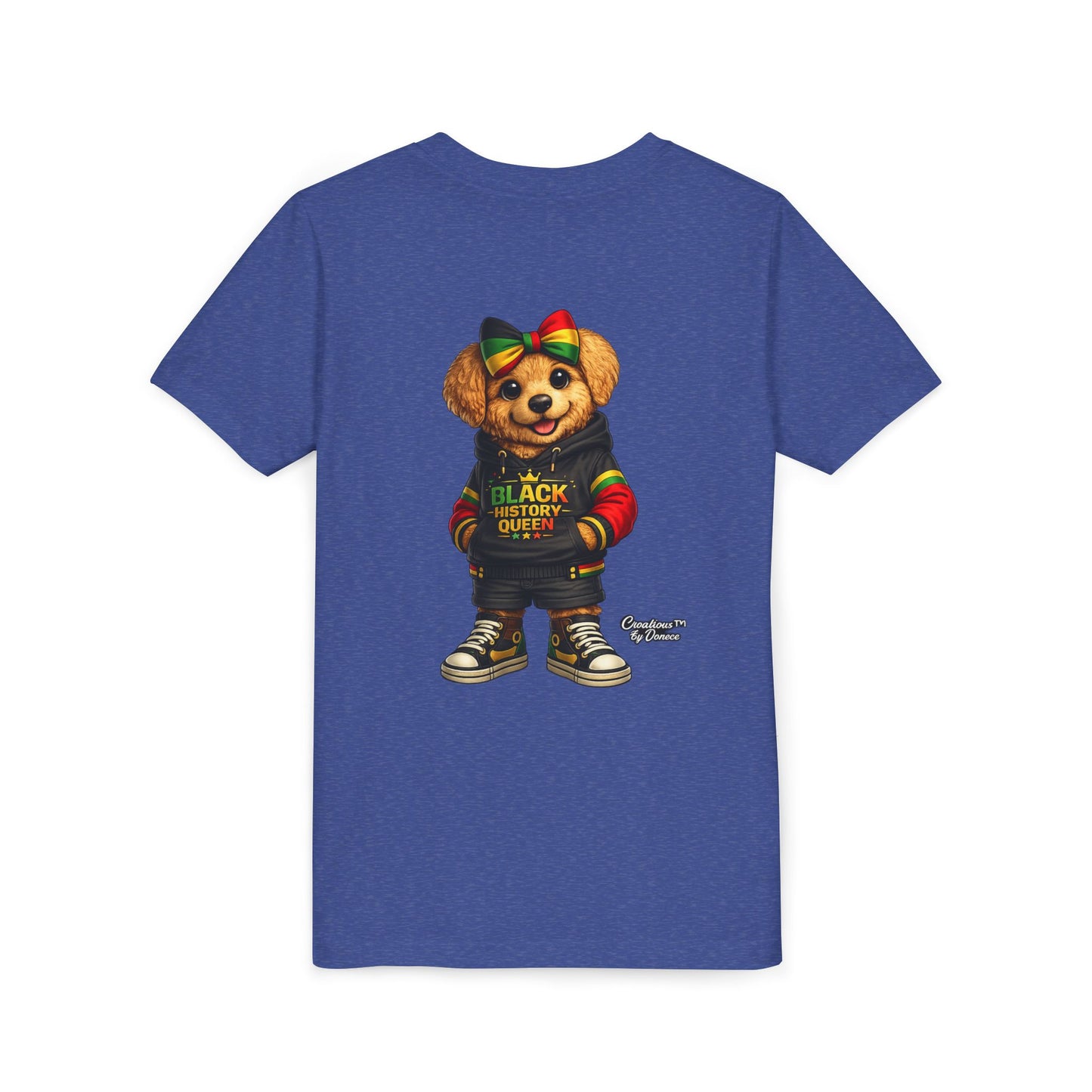 Youth Tee — Black History Queen Bear Graphic T-Shirt