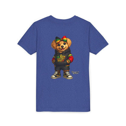 Youth Tee — Black History Queen Bear Graphic T-Shirt