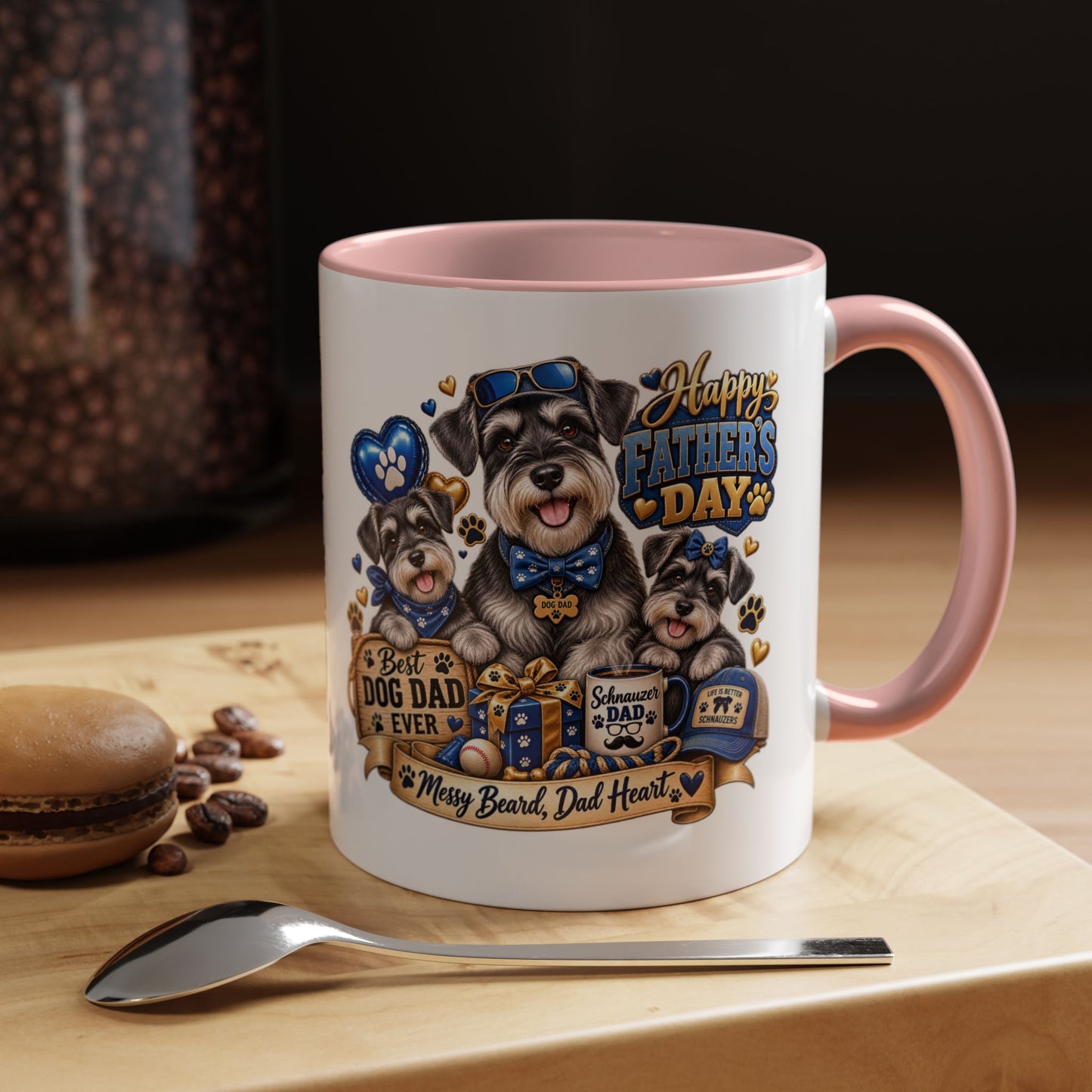 Father's Day Dog Dad Coffee Mug — "Happy Father's Day" Accent Mug (11/15oz)