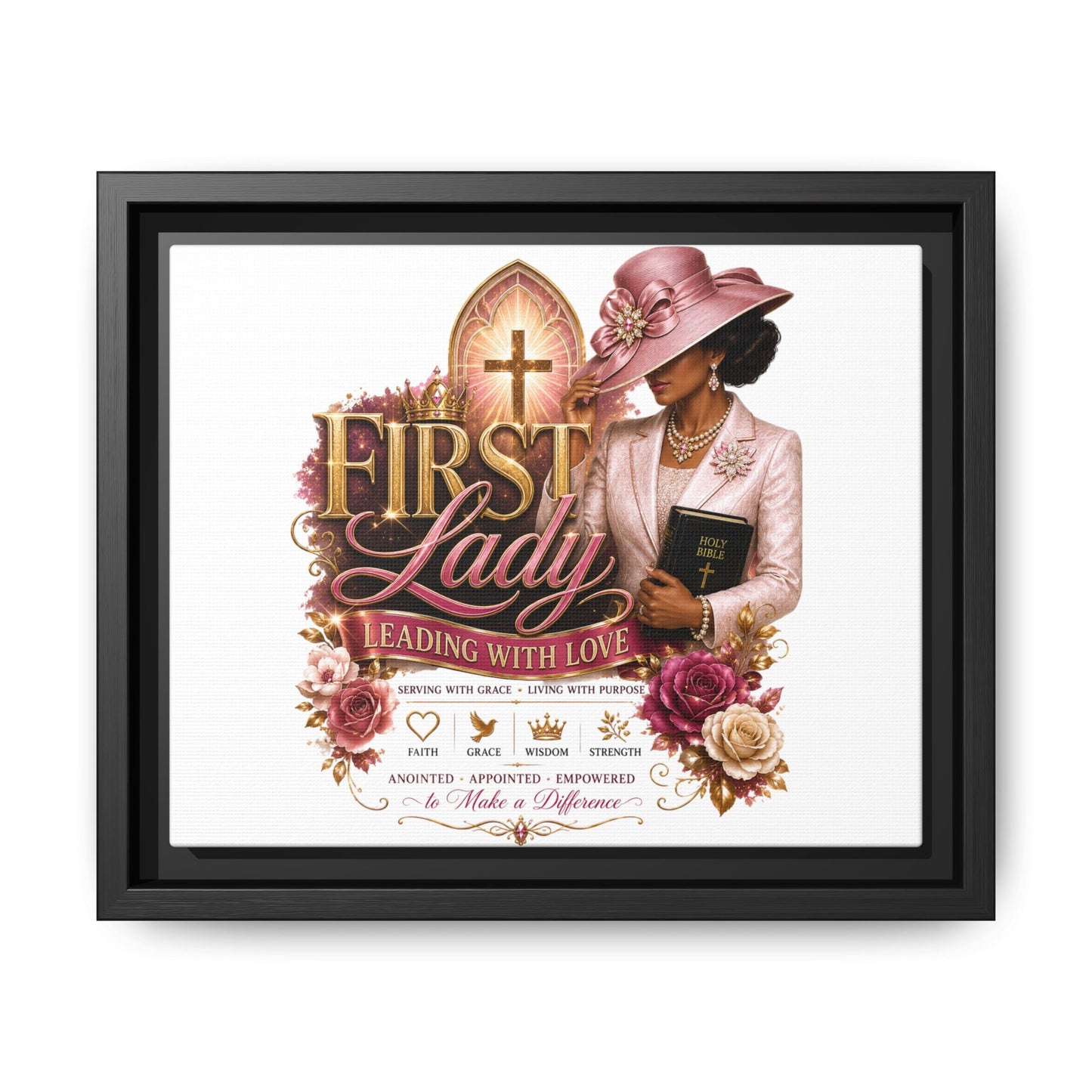 First Lady Faith Canvas Print — "First Lady: Leading With Love" Framed Matte Wall Art