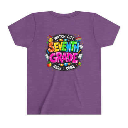 Seventh Grade Kids T-Shirt – “Watch Out Seventh Grade Here I Come” Back-to-School Tee