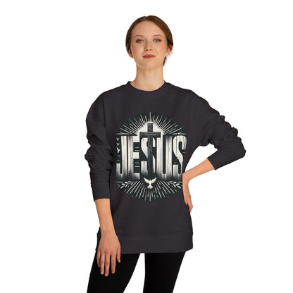 Jesus Graphic Sweatshirt — Vintage Religious Cross & Lamb Crewneck