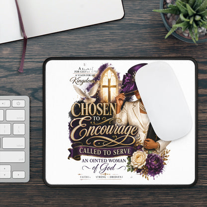 Chosen to Encourage Gaming Mouse Pad — Christian Woman "Called to Serve" Inspirational Design