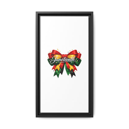 Juneteenth Framed Canvas Print – Festive Red, Green & Gold Ribbon Wall Art