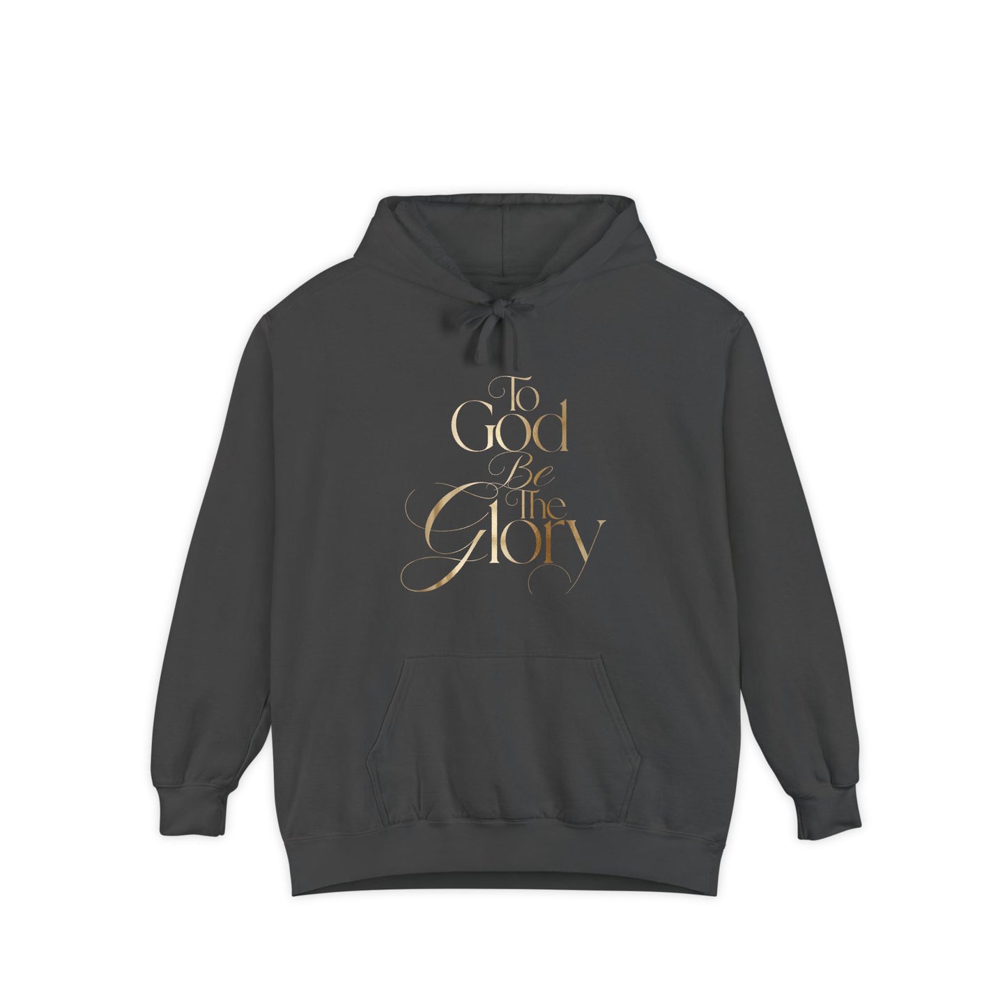 Hoodie — "For Good and For Glory" Gold Script Religious Pullover