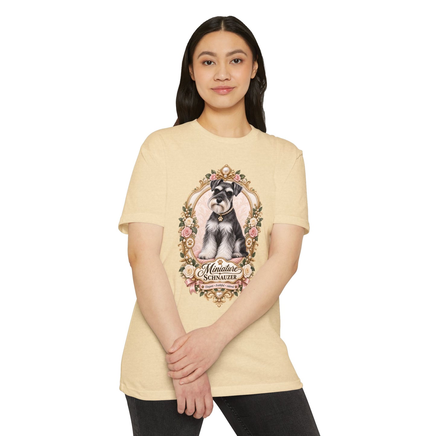 Miniature Schnauzer Floral Portrait T-Shirt