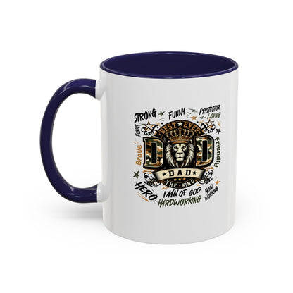 Dad King Lion Coffee Mug — 'Dad: The King' Accent 11/15oz Gift