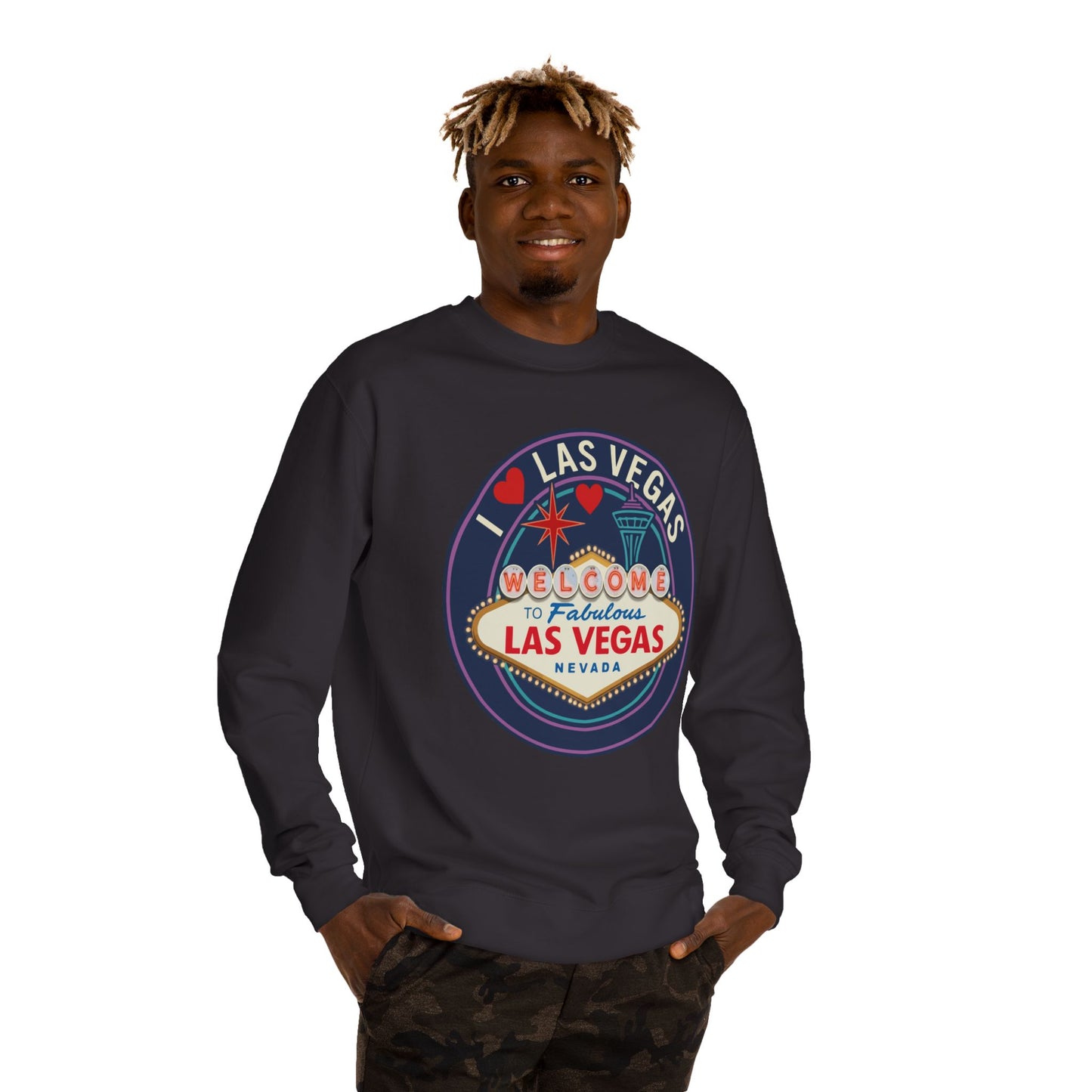 Las Vegas Welcome Sign Sweatshirt – Retro "I  Las Vegas" Crewneck