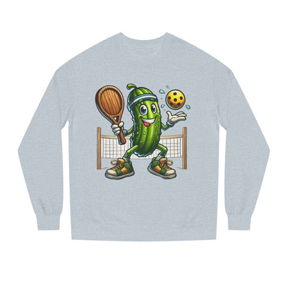Pickle Pickleball Crewneck Sweatshirt — Cute Pickle Playing Pickleball Graphic