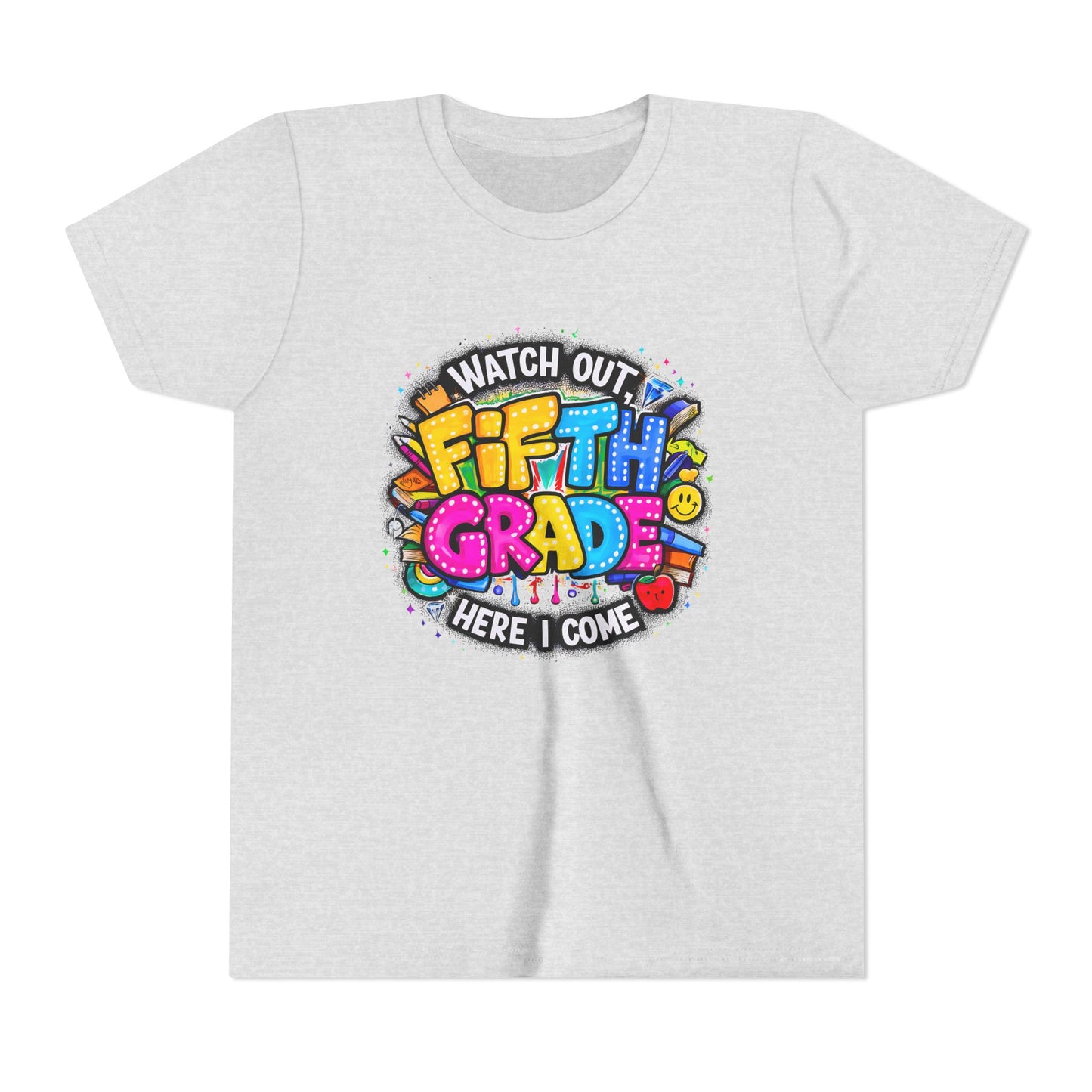 Fifth Grade T‑Shirt for Kids - "Watch Out Fifth Grade Here I Come" Back-to-School Tee