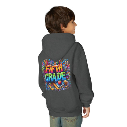 Fifth Grade Kids Hoodie - Colorful School Supplies Back-to-School Sweatshirt