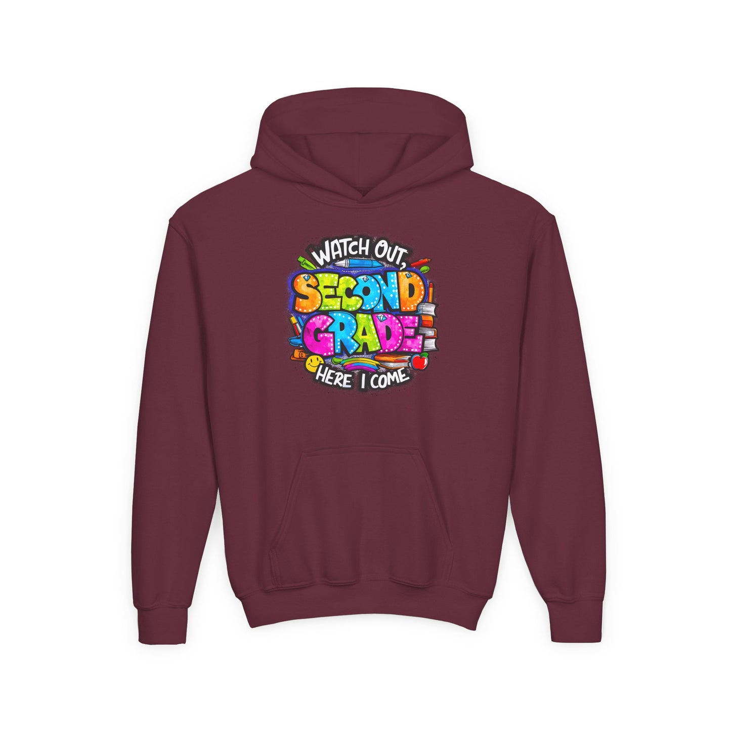 Second Grade Kids' Hoodie - "Watch Out Second Grade Here I Come" Back-to-School Sweatshirt