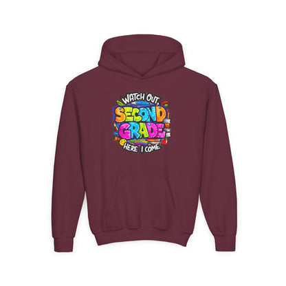 Second Grade Kids' Hoodie - "Watch Out Second Grade Here I Come" Back-to-School Sweatshirt