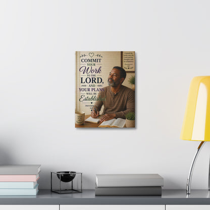 Inspirational Scripture Canvas — "Commit Your Work to the Lord" Wall Art