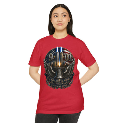 9/11 Never Forget Memorial T-Shirt — Twin Towers Tribute Tee