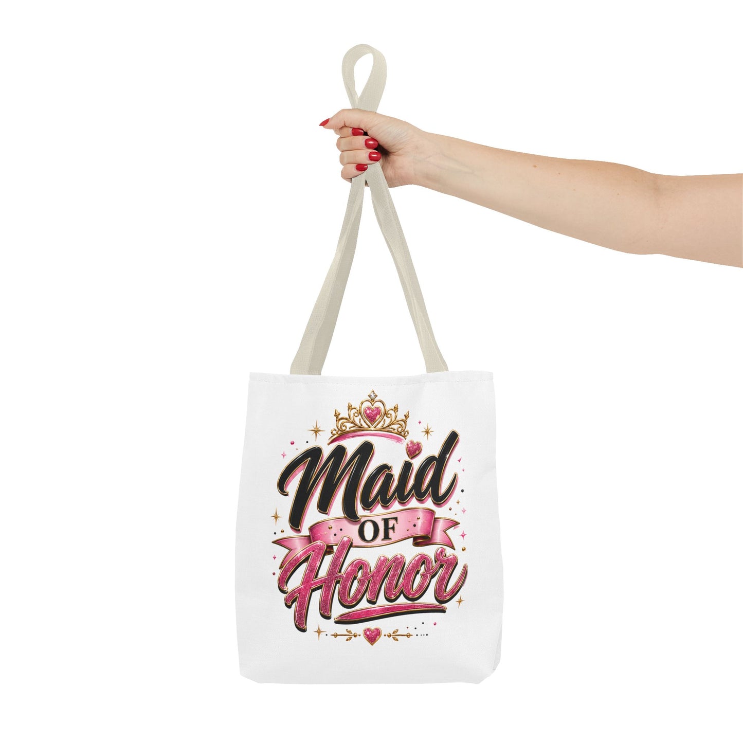 Maid of Honor Tote Bag — Pink Crown Bridal Party Tote for Weddings & Bachelorette