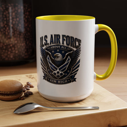 U.S. Air Force Eagle Coffee Mug – "Aim High" Accent Ceramic Mug (11/15oz)