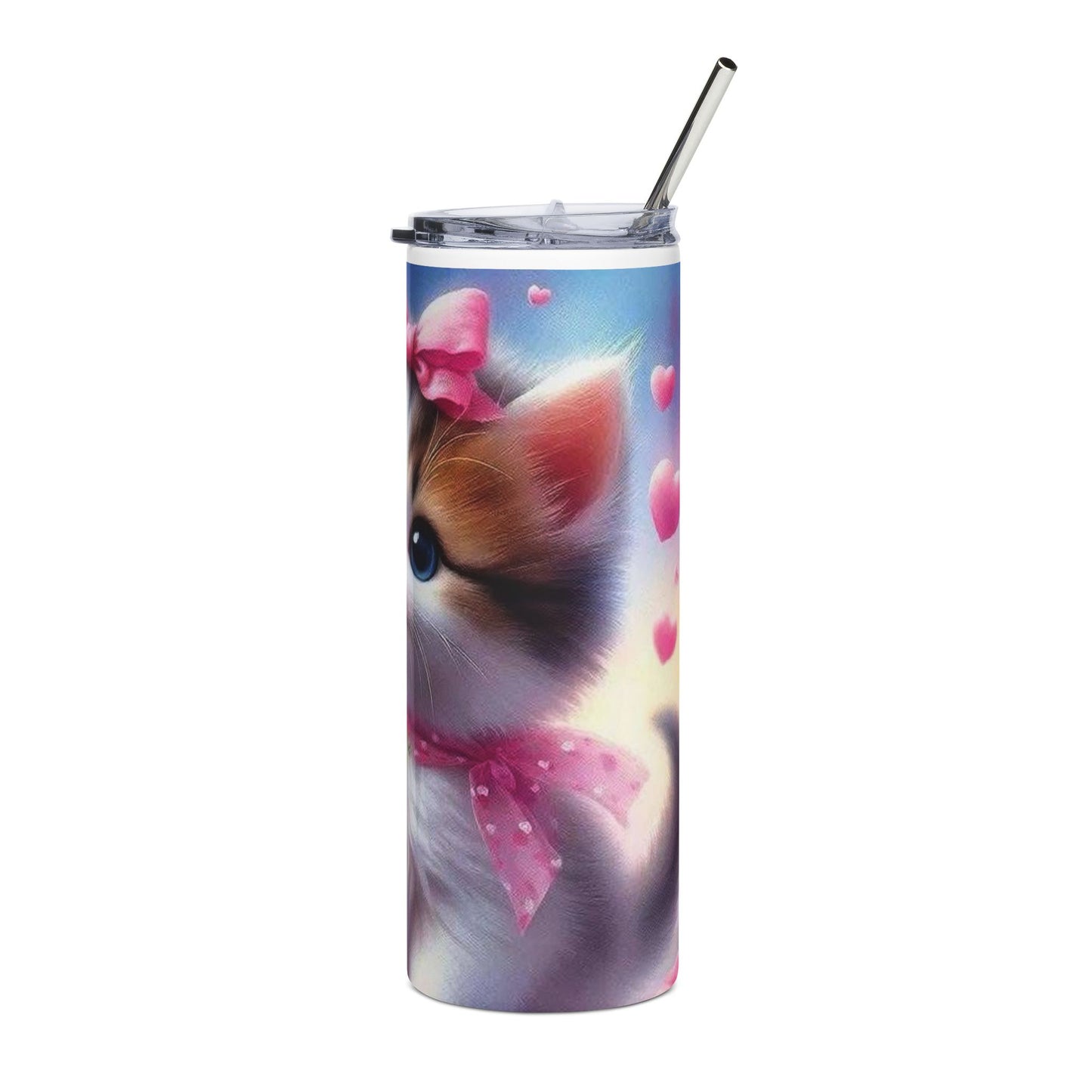 Cute Kitten Floral 20oz Stainless Tumbler
