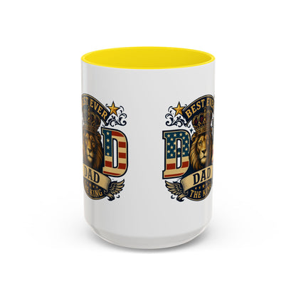 Best Ever Dad Coffee Mug — 'Dad the King' Lion Accent Mug (11/15oz)