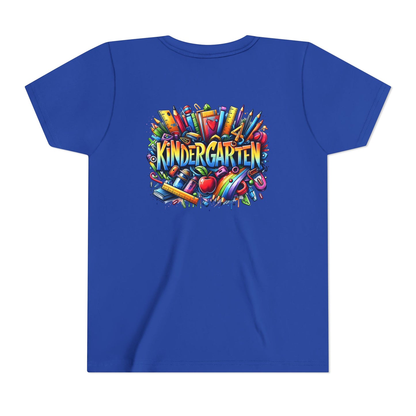 Kindergarten Colorful School Supplies Youth Tee — Back-to-School Kids T-Shirt