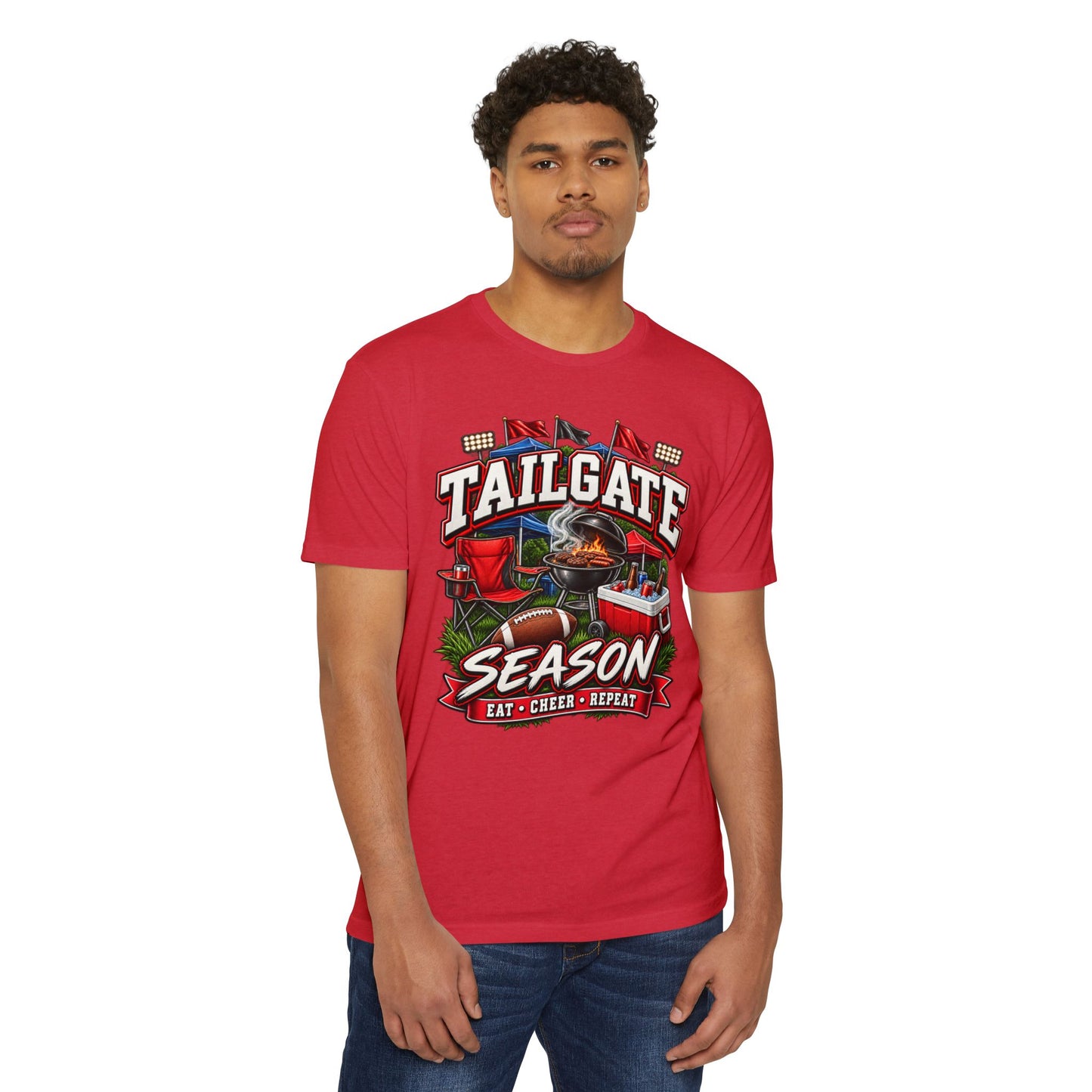 Tailgate Season T-Shirt — "Tailgate Season: Eat • Cheer • Repeat" Game Day Tee