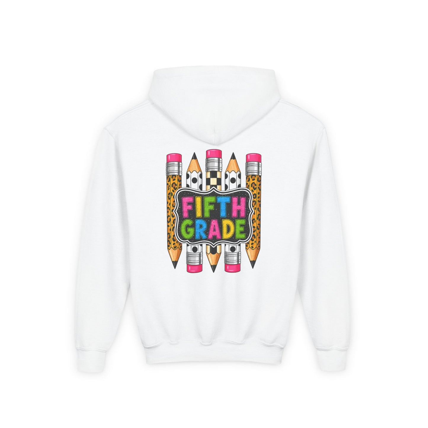 Fifth Grade Kids Hoodie — Colorful Pencil Back‑to‑School Sweatshirt for Students
