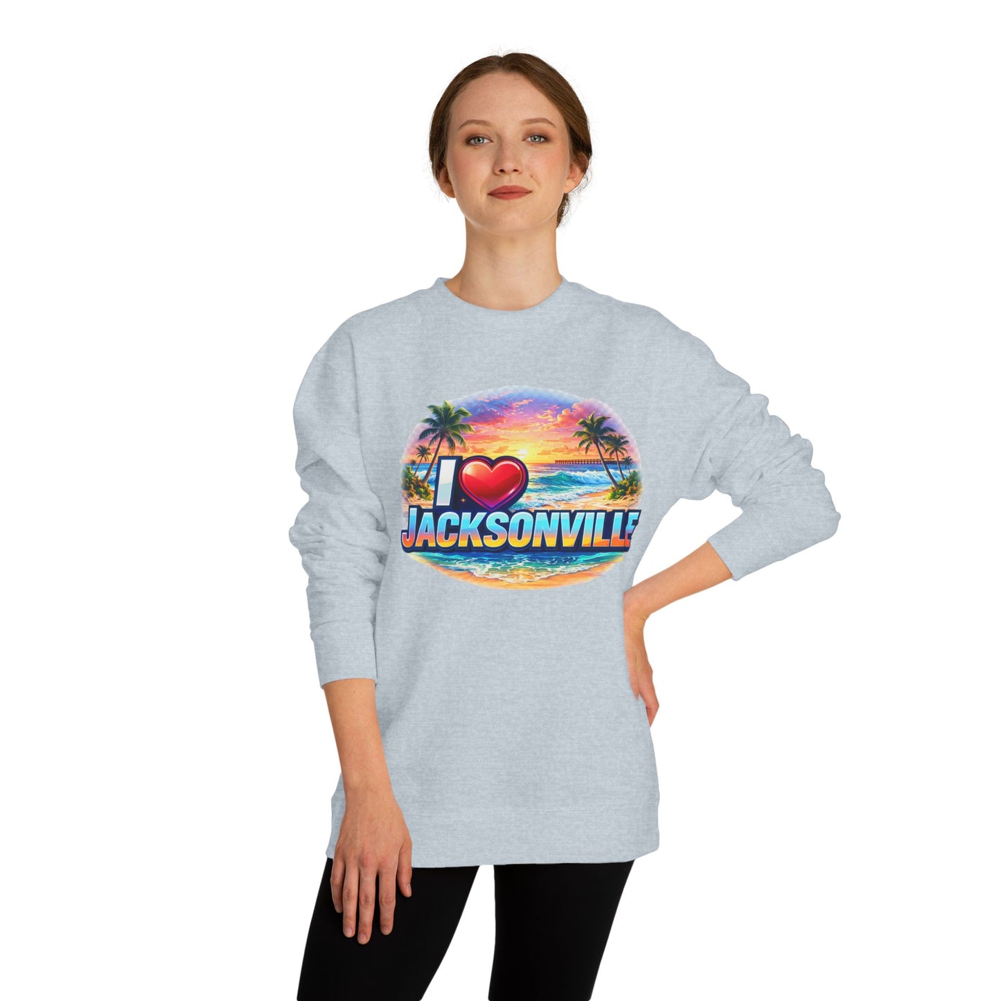I Love Jacksonville Sweatshirt — Vintage Sunset Beach Crewneck