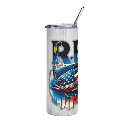 20oz Stainless Tumbler — American Flag Fish Fishing Cooler Travel Cup
