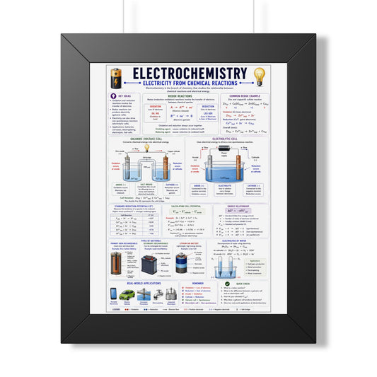 Electrochemistry Poster — Framed Educational Chemistry Wall Chart
