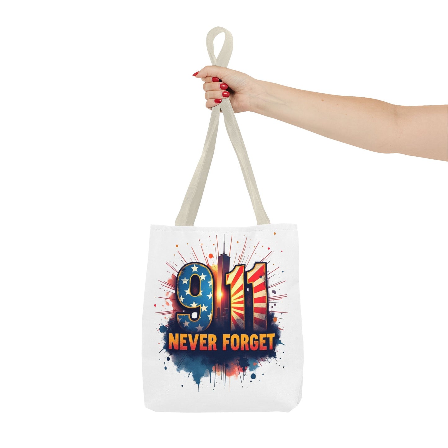 9/11 Never Forget Tote Bag — Patriotic Memorial Tribute Tote