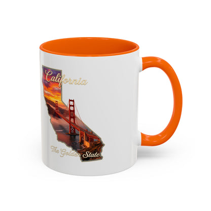 California State Shape Accent Mug – Golden Gate Sunset Coffee Cup (11/15oz)
