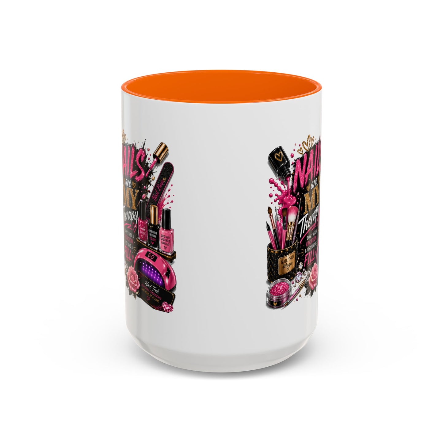 Coffee Mug — "Nails Are My Therapy" Pink Nail Tech Gift
