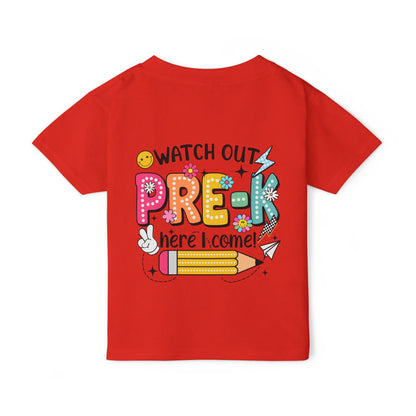 Toddler T-Shirt — "Watch Out Pre-K Here I Come!" Back-to-School Graphic Tee