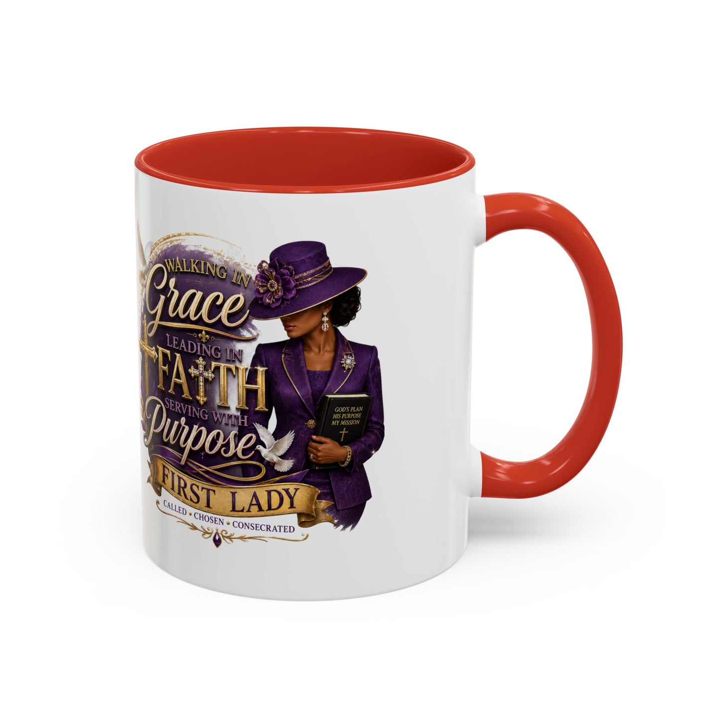 Faith & Purpose Accent Coffee Mug — First Lady Church Design (11/15oz)