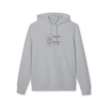Strength & Softness Hoodie — Minimal Floral Graphic Pullover ("Strength & Softness")