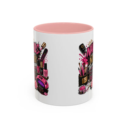 Coffee Mug — "Nails Are My Therapy" Pink Nail Tech Gift