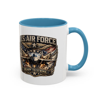 U.S. Air Force Accent Coffee Mug — "Ready to Strike" Military Aviation Gift