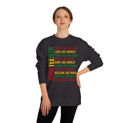 Juneteenth Icons Sweatshirt — "Lead Like Harriet, Fight Like Malcolm" Heritage Crewneck