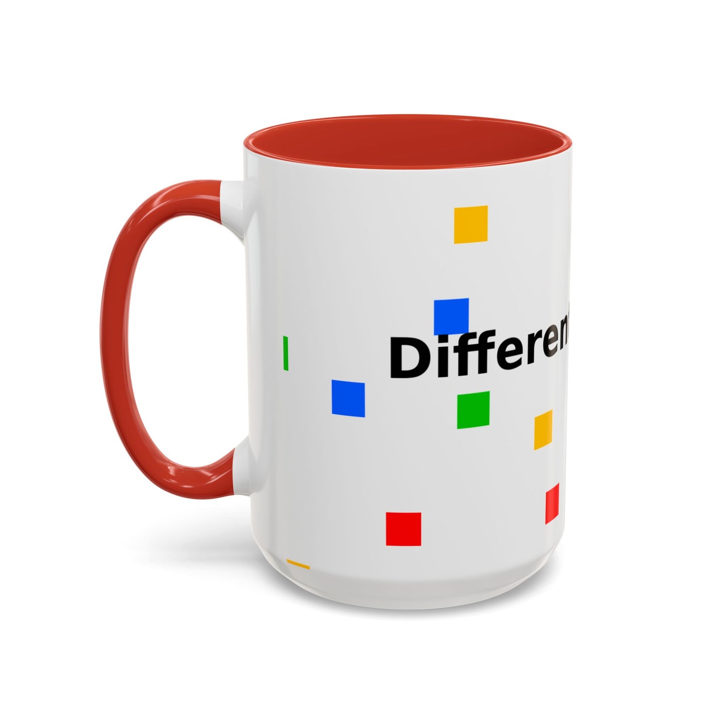 Accent Coffee Mug — 'Different Not Less' Pride-Inclusive Color Block Design (11/15oz)