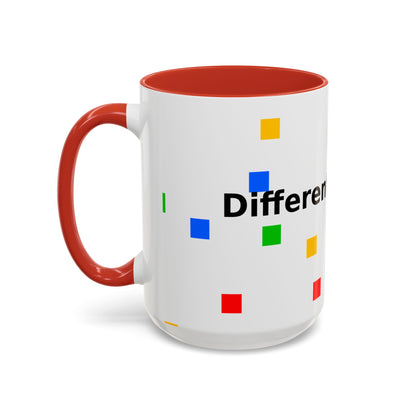 Accent Coffee Mug — 'Different Not Less' Pride-Inclusive Color Block Design (11/15oz)